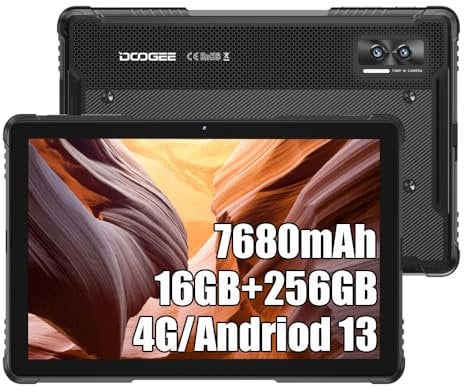 DOOGEE R08 Outdoor Rugged Tablet, 16GB + 256GB (TF 2TB), 7680 mAh Battery, 10.1 Outdoor Tablet, Touchscreen, 13MP + 5MP, Gesichtsausweis, Fingerprint, 4G Dual SIM, 5G WiFi, IP68/IP69K/GPS/OTG