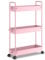 SOLEJAZZ 3-Tier Storage Trolley Cart Slide-Out Slim Rolling Utility Cart Mobile Storage Shelving Organizer für Küche, Bad, Waschküche, Schlafzimmer, schmale Orte, Kunststoff, Rosa