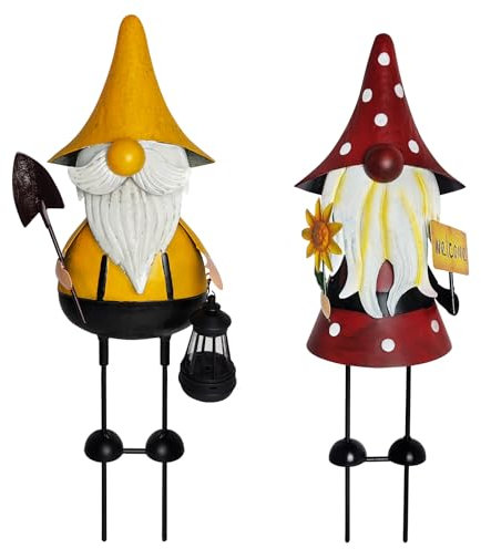 HONGLAND Nain de Jardin en métal, 45,7 cm, décoration de Jardin en 3D, décoration extérieure, décoration de Noël, fêtes, pelouse, terrasse, Cour