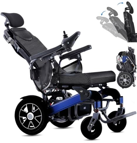 Broobey Liegender elektrische Rollstühle für Erwachsene, Leichte Elektrorollstühle stützung 150Kg, elektrisch motorisierter Faltrollstuhl für Senioren, 30+ km lange Reichweite (20 Ah Li-Batterien)