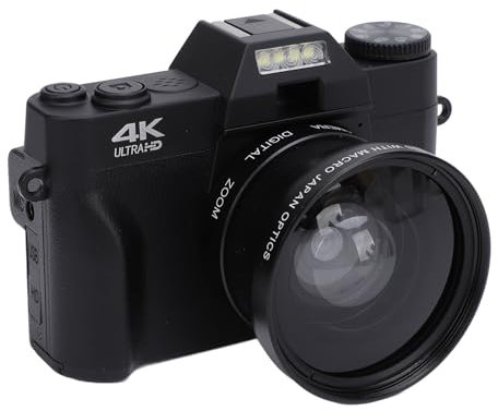 4K-Digitalkamera für Fotografie, 60FPS, 56MP, 16-facher Zoom, Autofokus, Weitwinkel-WiFi-Vlogging-Kamera mit 3-Zoll-270°-Flip-Touchscreen, 32GB SD-Kartenblitz, Kompakte Reisekamera