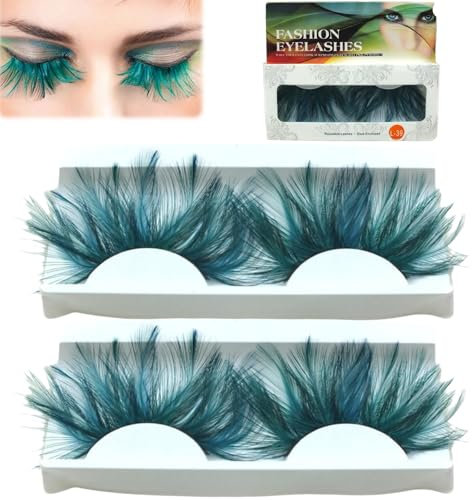 Fantastische Wimpern,2 Stücke Künstliche Wimpern,Falschen Wimpern,Feder Wimpern,Fake Lashes,Anziehende Deko für Party, Fasching, Maskerade, Bühne, Halloween