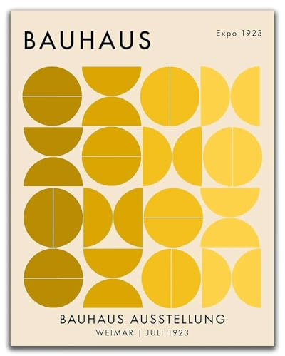 Baibexing Abstraktes Gelbes Bauhaus Mid Century Modern Wandkunst Poster Drucke Minimalistisches Bild Für Wohnzimmer Wohnkultur 50X70Cm Kein Rahmen