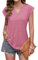 PLOKNRD Camiseta de Mujer Verano Cuello en V Blusas Manga Corta Blusas Sueltas Casual y Elegante(Rosa,M)