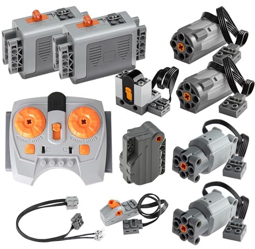 Zylopa 11 pièces Technic-Motor Set Compatible avec Les principales Marques technic Boîtier de Batterie Récepteur IR Télécommande Interrupteur Lumière Extension