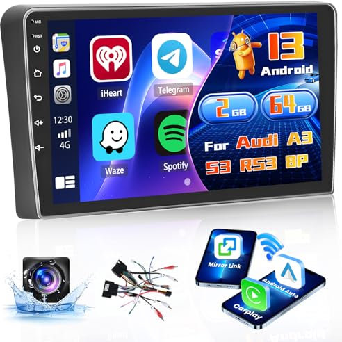 Inefala Radio für Audi A3 2003-2012/Audi S3 8P 2006-2012/Audi RS3 2011-2012 Android 15 2+64G mit Wireless CarPlay Android Auto, 9'' Bildschirm mit EQ 26UI FM RDS GPS Bluetooth WiFi SWC Rückfahrkamera