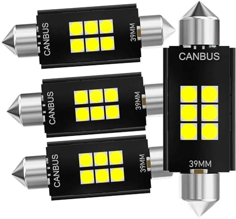YaaGoo Auto-Innenraumleuchten Soffittenlampen Soffitte Schwarzes Gehäuse (4er-Pack, 39mm)