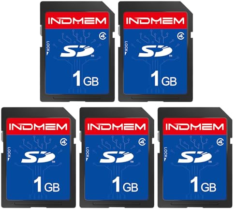 INDMEM SD Card 1GB (5 Pack) Class 4 Flash Memory Card MLC Stanard Secure Digital Cards Camera Cards