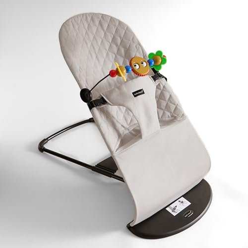 GalPat Baby Hamaca Bebé Plegable + Arco de Juegos - Balanceo Natural - Ergonómica - Tejido Transpirable Suave y Antialérgico - 3 Posiciones (Gris Algodón)