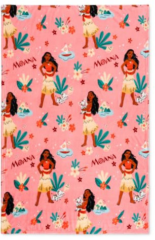 Franco Disney Princess Vaiana Kinder-Bettwäsche, superweiche Plüsch-Überwurfdecke, 116,8 x 152,4 cm (offizielles Lizenzprodukt)