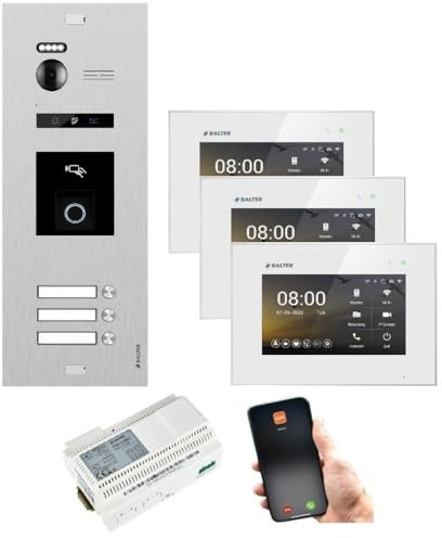 BALTER EVO HD RFID/FINGERPRINT Video Türsprechanlage Silb 3FAM 3xWiFi Monitor WS
