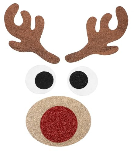 UTHCLO Pegatinas Navideñas Cabeza de para Ventanas Decoración para Bebés Tela No Tejida Adhesivos de Invierno para Puertas y Ventanas Diseño Alegre 1 Juego