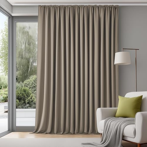 Deconovo Verdunkelungsgardinen Vorhang mit Kräuselband Schienensystem Taupe
