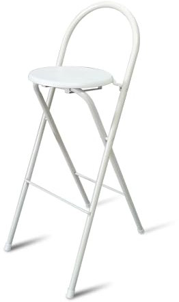 Taburete de Bar Plegable portátil de 71 cm con Respaldo cómodo, sin Montaje, Silla Alta de Cocina Plegable de 76 cm para Exteriores y Oficina (Blanco, 70 cm/71 cm)