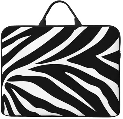 Portable 14 inch Laptop Sleeve, Black Cartoon Zebra Laptop Bag