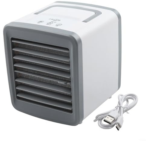 QOXEZY Mini enfriador de aire acondicionado portátil para coche, ventilador de refrigeración espacial tres en uno alimentado por USB con función de humidificador y modo de pulverización, purificador