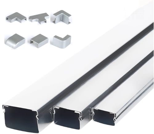 Yiustldd Kabelkanal, Edelstahl-Kabelkanal für Boden und Wand, Robustes Kabelmanagement-Set,20x15mm