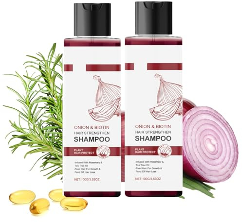Onion Biotin and Rosemary Shampoo, Natürliches Zwiebel Shampoo mit Rosmarin, Tiefenbefeuchtung Haarshampoo für dünner Werdendes Haar, Geeignet für Alle Haartypen (2pc)