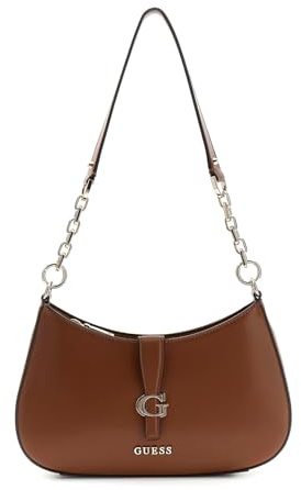 GUESS Women's Carrie Top Zip Shoulder Bag, Cognac, One Size