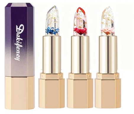 3 Stück Farbwechsel Lippenbalsam - Lippenpflege mit Farbe - Blattgold Lipstick Color-Changing - Lippenstift 24 Stunden Halt -Feuchtigkeitsspendend Lippenstifte - Temperature Farbwechsel Lippenbalsam