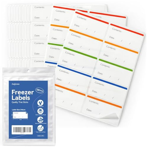 Freezer Labels - 120PCS Sticky Labels Frozen Food Labels that Leave No Sticky Residue After Use, Easy to Write Surface