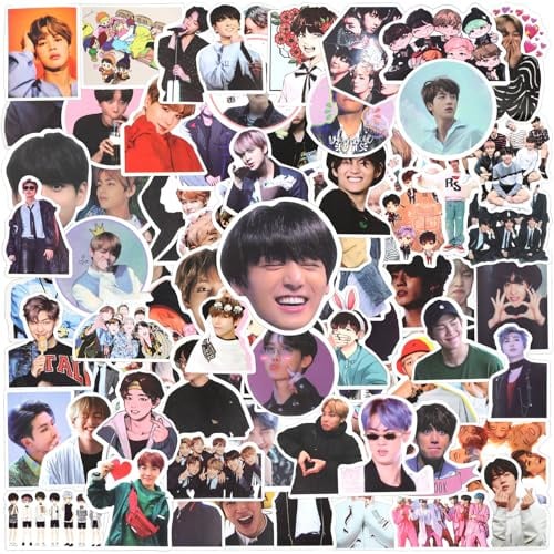 100 Stück BTS Sticker, Kpop Aufkleber Wasserfest, Kinder Sticker Set Mitgebsel Kindergeburtstag Gastgeschenke für Skateboards, Bottle, Tablets, Schultaschen, Türe