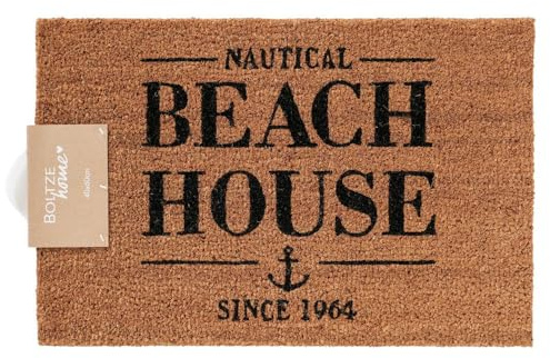 BOLTZE Fußmatte Beach House Natur schwarz Nautic Maritime Türdeko Kokos PVC 60x40cm