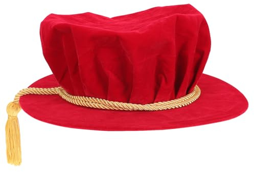 Holibanna Doctoral Graduation Tam Adult Graduation Hat with Tassel Crimson One Size Cap Academic Mortarboard for Phd and University Ceremony
