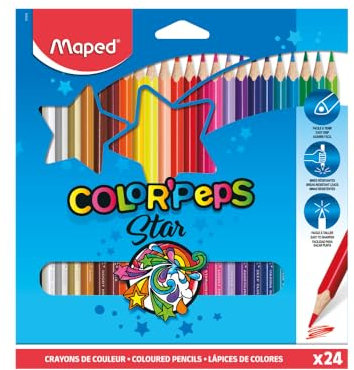 Lapices de colores maped triangulares caja de 24 unidades colores surtidos
