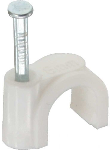 Inline? Graffe fermacavo con chiodo per Cavo Tondo, 8mm, Bianca, 100pz