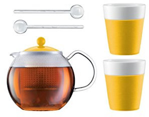 Bodum ASSAM SET Teebereiter mit 2 Gläser und Löffel Gelb AK1830-XY-Y15-7