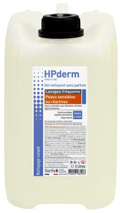 SORIFA - HPderm Gel nettoyant sans parfum - Lavages fréquents – Peaux sensibles, réactives - pH neutre, sans savon – Bidon 5L