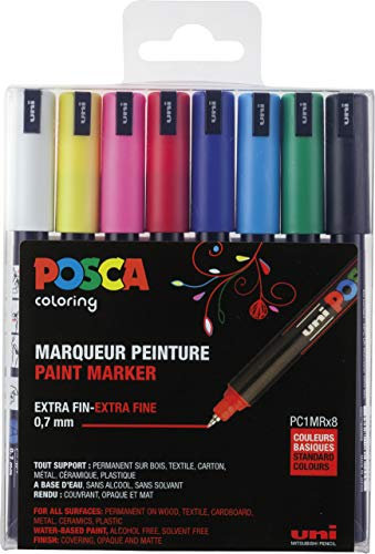 POSCA PC-1M Paint Art Marker Stifte – Packung mit 8 Farben