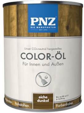 PNZ Color-Öl für Innen und Außen | lösemitttelfreies Farböl | Nachhaltig hergestellt mit regionalen Rohstoffen | für alle Hölzer, auch Bienenhäuser, Gebinde:0.75L, Farbe:eiche dunkel