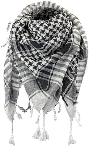 TOUTACOO, Keffieh Foulard Palestinien Echarpe 100% Coton - Couleur Noir Blanc