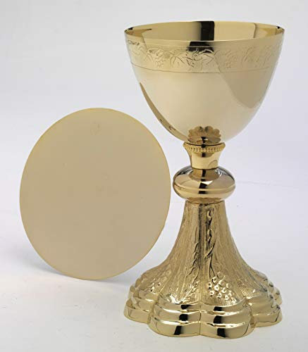 Altarkelche Kelch mit Patene vergoldet Höhe 21,5 cm