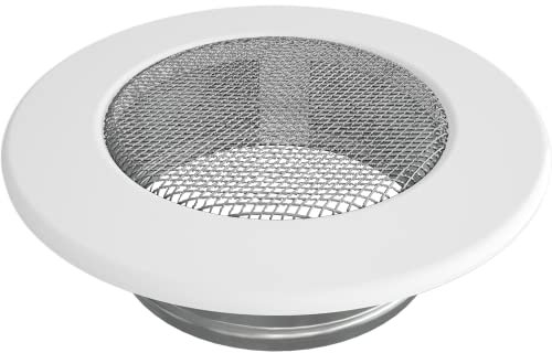 KRATKI Lüftungsgitter | FI 100 mm | Ø14,2 cm | Weiß | Rundes Warmluftgitter | Abluftgitter für Kamin Belüftung | Für jede Art von Innenraum