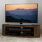 AVF Oval Wood TV Stand - Buckingham Affinity 1.4m Wide Curved Floorstand Unit, Upto 65 and 55kg Max Weight, Walnut With Black Glass, Open Storage