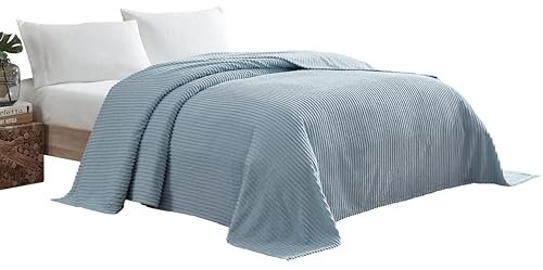 Beatrice Home Fashions Kanal Chenille-Tagesdecke, Baumwolle, blau, Volle Größe