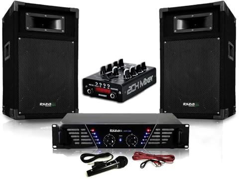 Sono Standtoilette dj-mix500-bt Verstärker + Lautsprecher 500 W + Mischpult USB Bluetooth Micro + Kabel