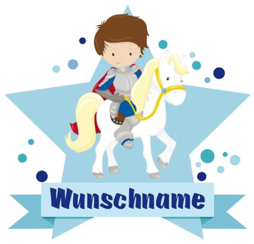 Samunshi® Ritter Wandtattoo Türschild mit Name personalisierbar Kinderzimmer Türaufkleber Baby Wandaufkleber - 100x87cm mehrfarbig