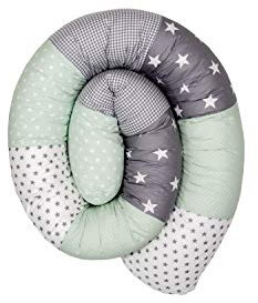 ULLENBOOM ® Tour de lit serpent, menthe gris (200 x 13 cm)