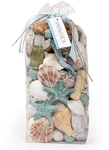 ANDALUCA Ocean Plumes Scented Seashell Potpourri Made in California Large 20 oz Bag Fragrance Vial Scents of Orange, Lime, Bergamot, Lily, Rose and Tonka Coastal Home Decor