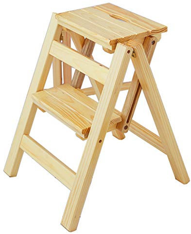ZLL - Klappstufen 2/3/4-Stufen-Leiter Hocker Holzleiter verdickt Bibliothek Treppenstuhl tragbare leichte Gartenwerkzeug Leiter Max. Belastung 150 kg