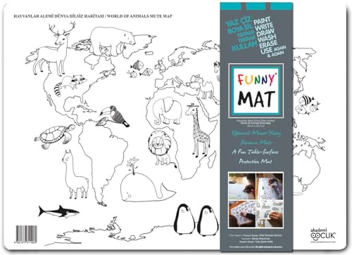 Akademie Kinder Lustig Matt Weltkarte Landkarte Tierwelt