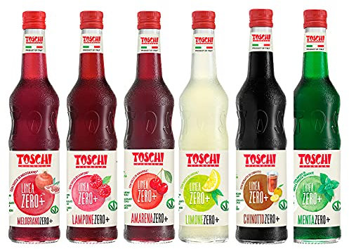 Drink Zero + Toschi 560 ml NUOVI GUSTI, Sciroppo Senza Zucchero nei gusti: Amarena, Tè verde e Menta, Limone, Lampone, Melograno e Menta.