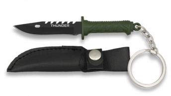 Martinez Albainox AB Llavero Cuchillo Thunder con hoja 5 cm y mini-funda de cuero para Caza, Pesca, Camping, Outdoor, Supervivencia y Bushcraft + Portabotellas de regalo