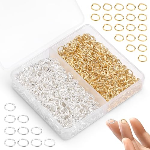 1200 PCS Jump Rings Gold Silver 6/7mm Jump Rings Jewellery Making | Silver Jump Rings Jewelry Making Jewelry Jump Rings with Plastic Box for Necklace, Bracelet Diy Pendant Keychains
