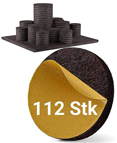 LouMaxx Filzgleiter selbstklebend braun 112er Set (rund & eckig) – Möbelgleiter mit 4 mm Dicke und hoher Klebkraft –Premium Bodenschutz Schutz für Ihre empfindlichen Böden- Filz selbstklebend