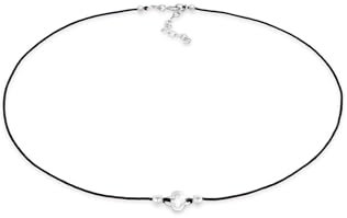 Elli Halskette Damen Choker Nylon Kleeblatt Glück Talisman in 925 Sterling Silber